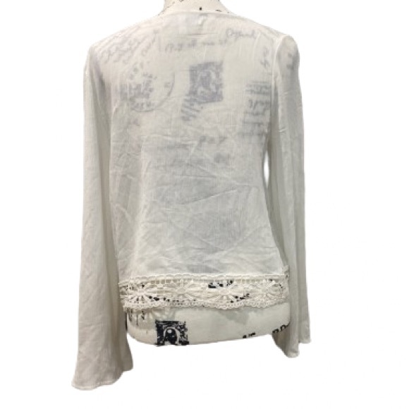 Derek Heart Crème Belle Crochet Longsleeve Top M‎ - Picture 2 of 3